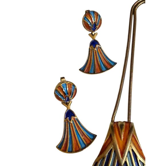 Incredible Rare 1960s Pristine Trifari Egyptian Revival Necklace Set (A9406) - Picture 6 of 9